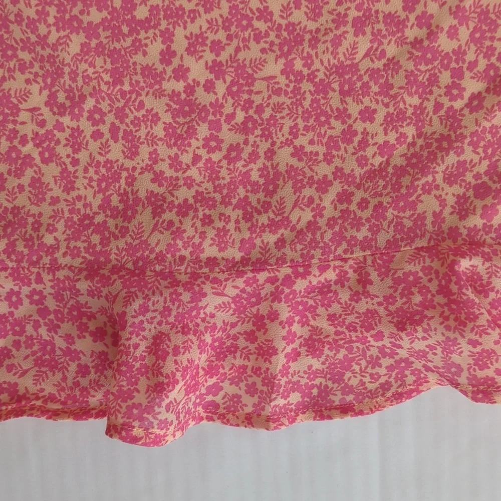 NWT Wild Fable Floral Ruffle Hem Midi Skirt LARGE Pink Dainty - Picture 5 of 14